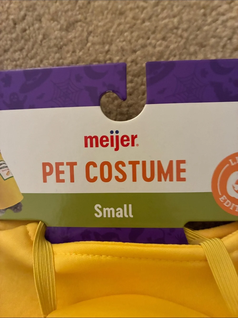 Yellow Mustard Pet Costume - Size Small